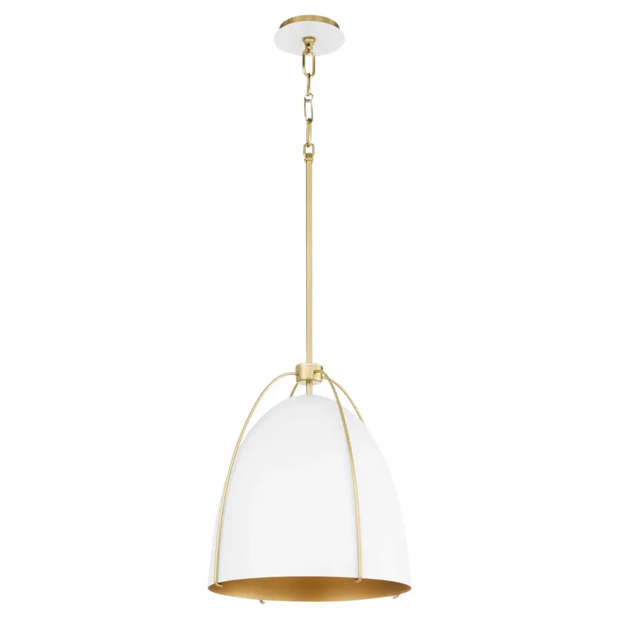Jamie 15" Pendant Light in Studio White & Aged Brass - Image 1