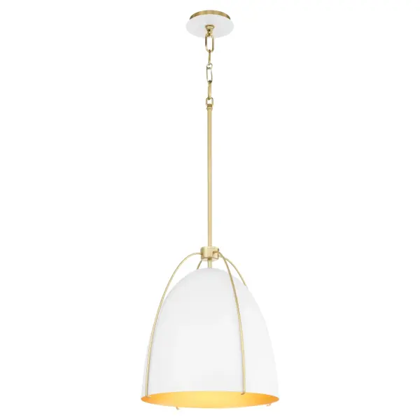 Jamie 15" Pendant Light in Studio White & Aged Brass - Image 2