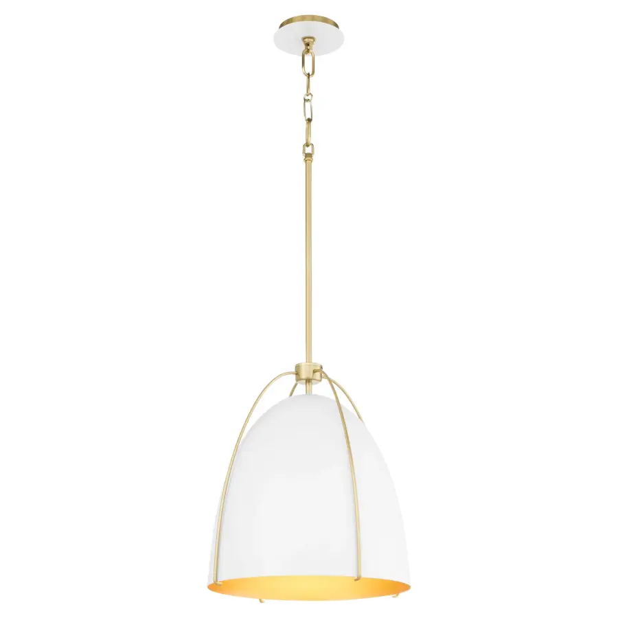 Jamie 15" Pendant Light in Studio White & Aged Brass - Image 2