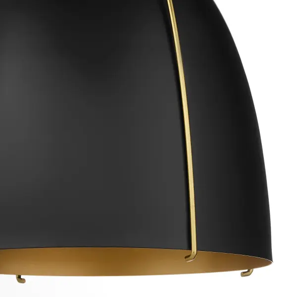 Jamie 15" Pendant Light in Matte Black with Aged Brass - Image 3
