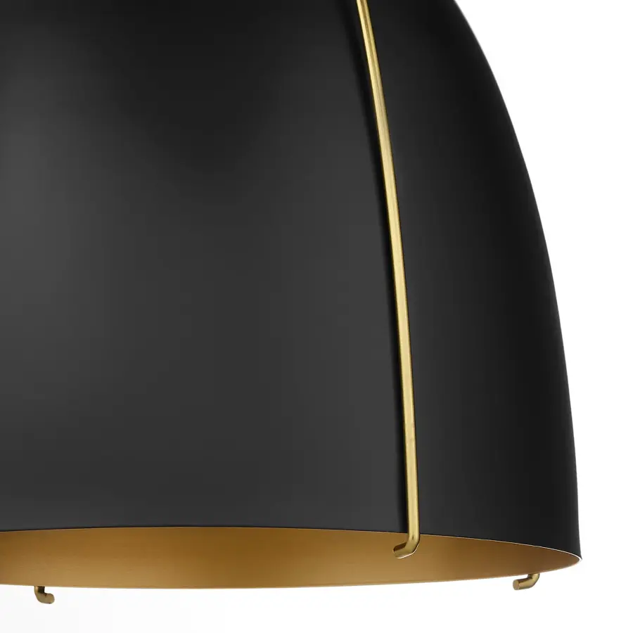 Jamie 15" Pendant Light in Matte Black with Aged Brass - Image 3