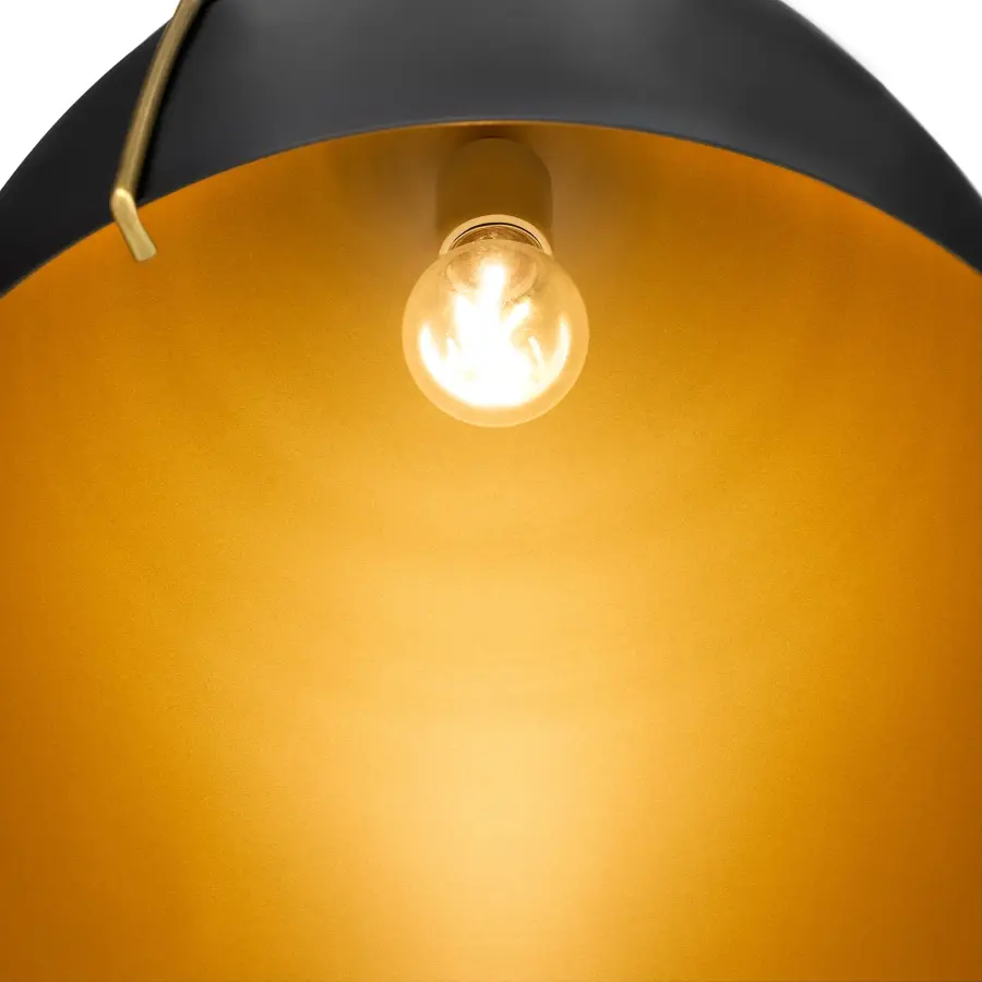 Jamie 15" Pendant Light in Matte Black with Aged Brass - Image 5