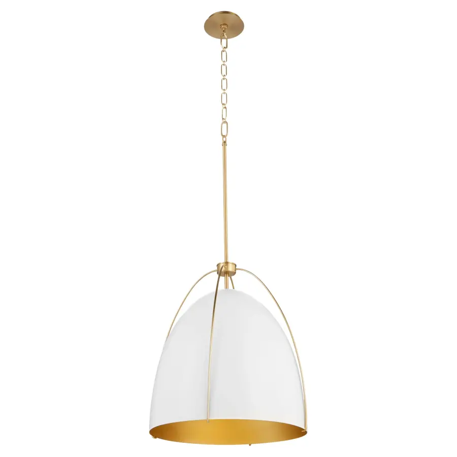Jamie 18" 3-Light Pendant in Studio White & Aged Brass - Image 2