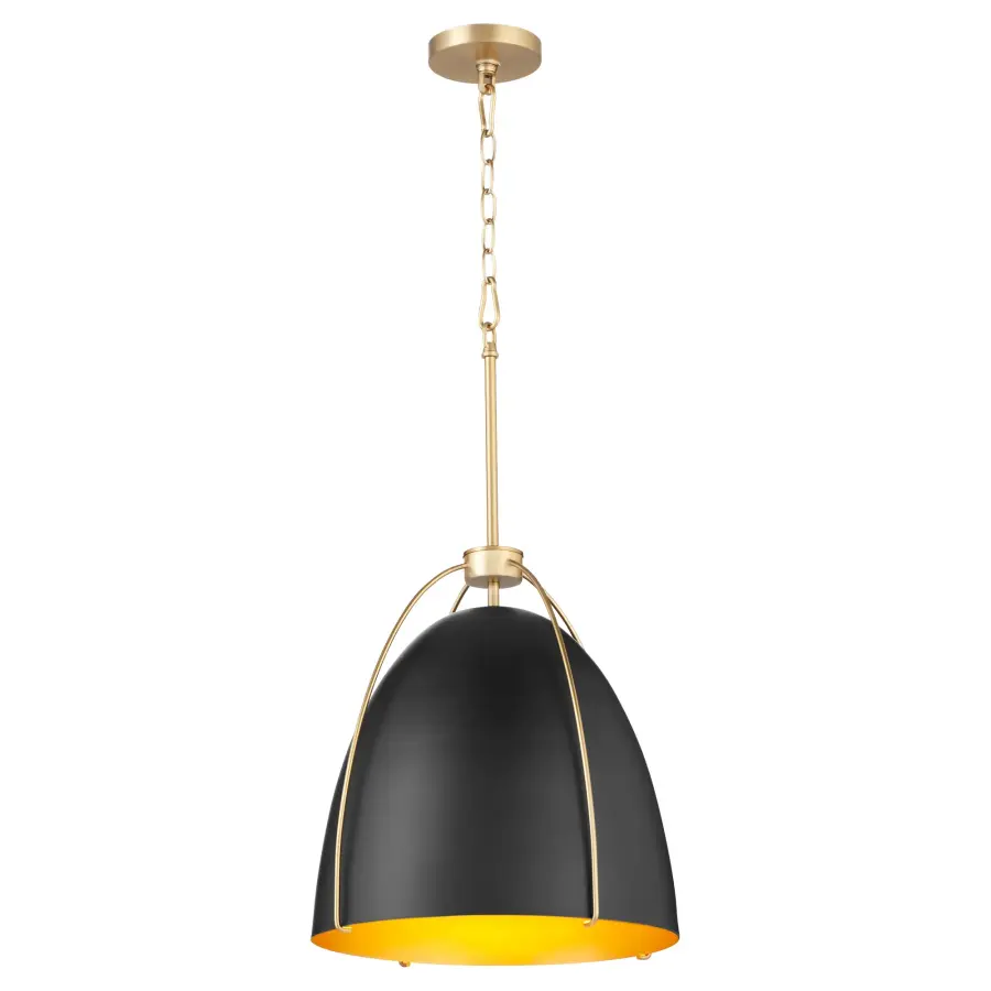 Jamie 18" 3-Light Pendant in Matte Black with Aged Brass - Image 2
