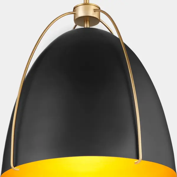 Jamie 18" 3-Light Pendant in Matte Black with Aged Brass - Image 3
