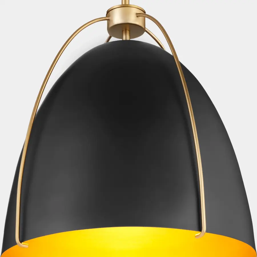 Jamie 18" 3-Light Pendant in Matte Black with Aged Brass - Image 3