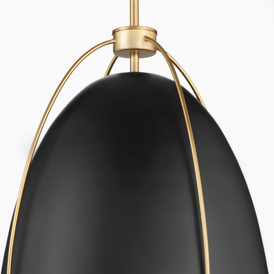 Jamie 18" 3-Light Pendant in Matte Black with Aged Brass - Image 4