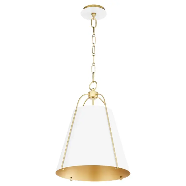 Ellen 15" Pendant Light in Studio White with Aged Brass - Image 1