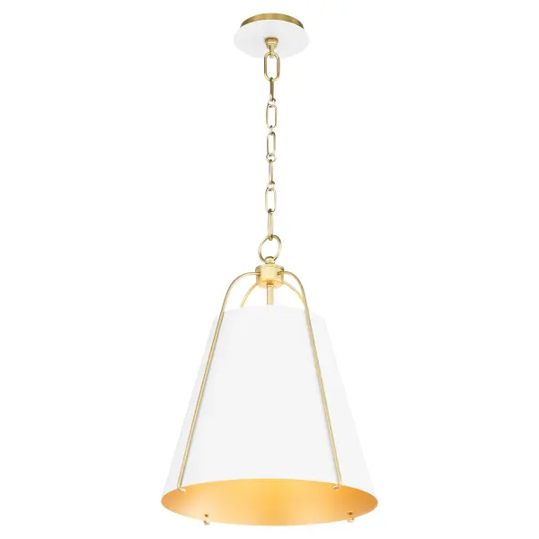 Ellen 15" Pendant Light in Studio White with Aged Brass - Image 2