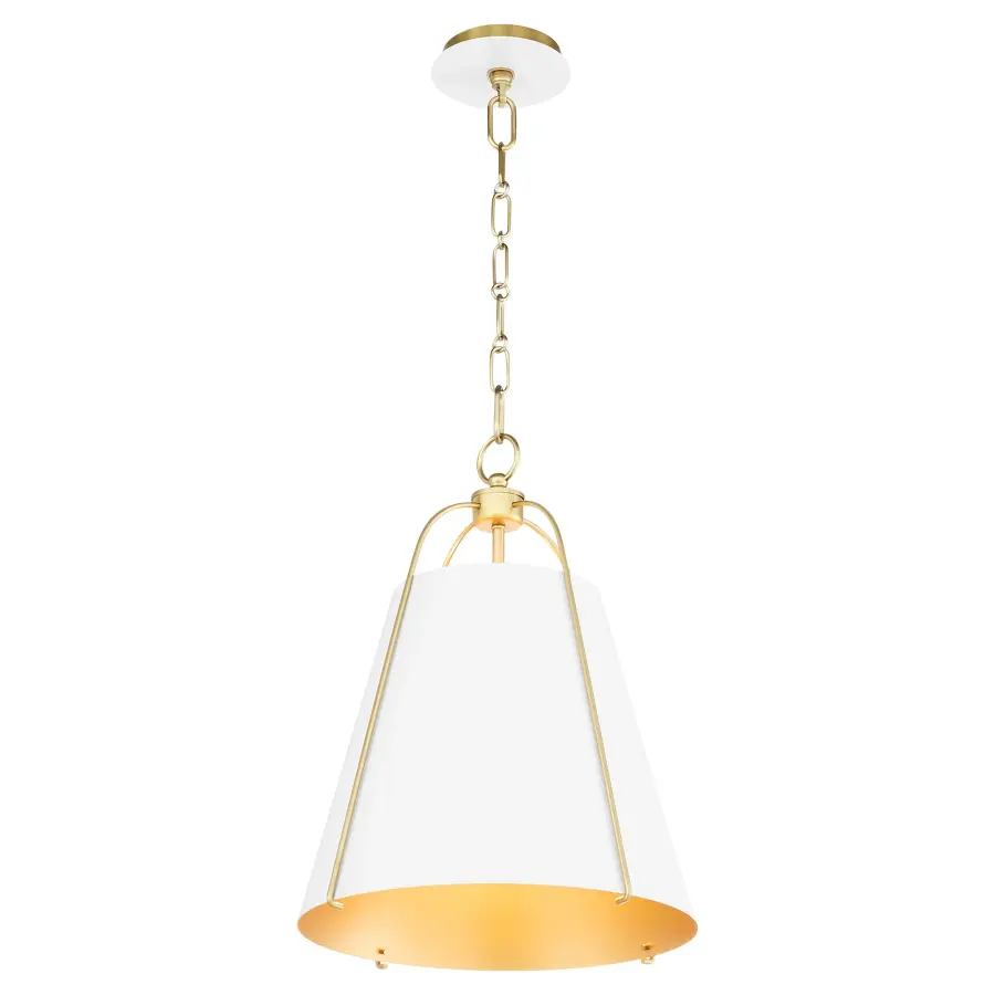 Ellen 15" Pendant Light in Studio White with Aged Brass - Image 2