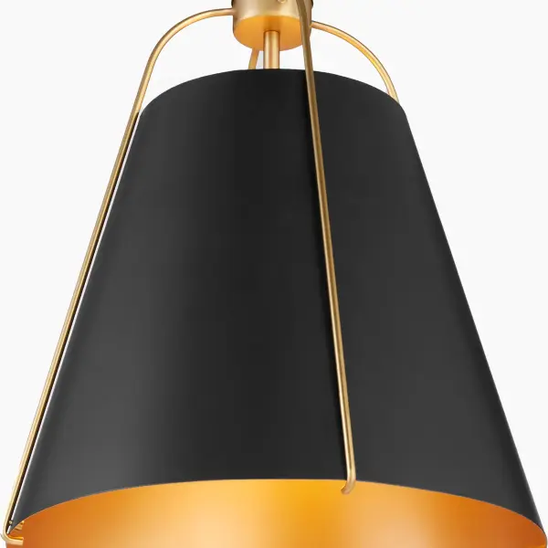 Ellen 15" Single Light Pendant in Matte Black with Aged Brass - Image 4
