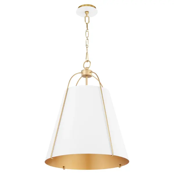 Ellen 18" 3-Light Pendant in Studio White & Aged Brass - Image 1