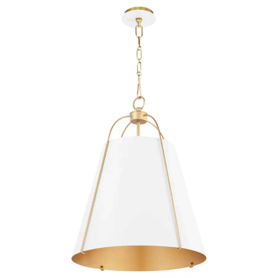 Ellen 18" 3-Light Pendant in Studio White & Aged Brass - Image 1