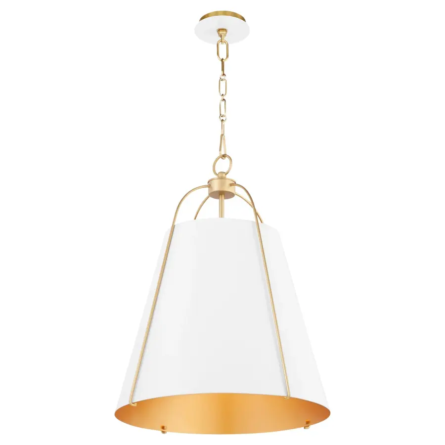 Ellen 18" 3-Light Pendant in Studio White & Aged Brass - Image 2