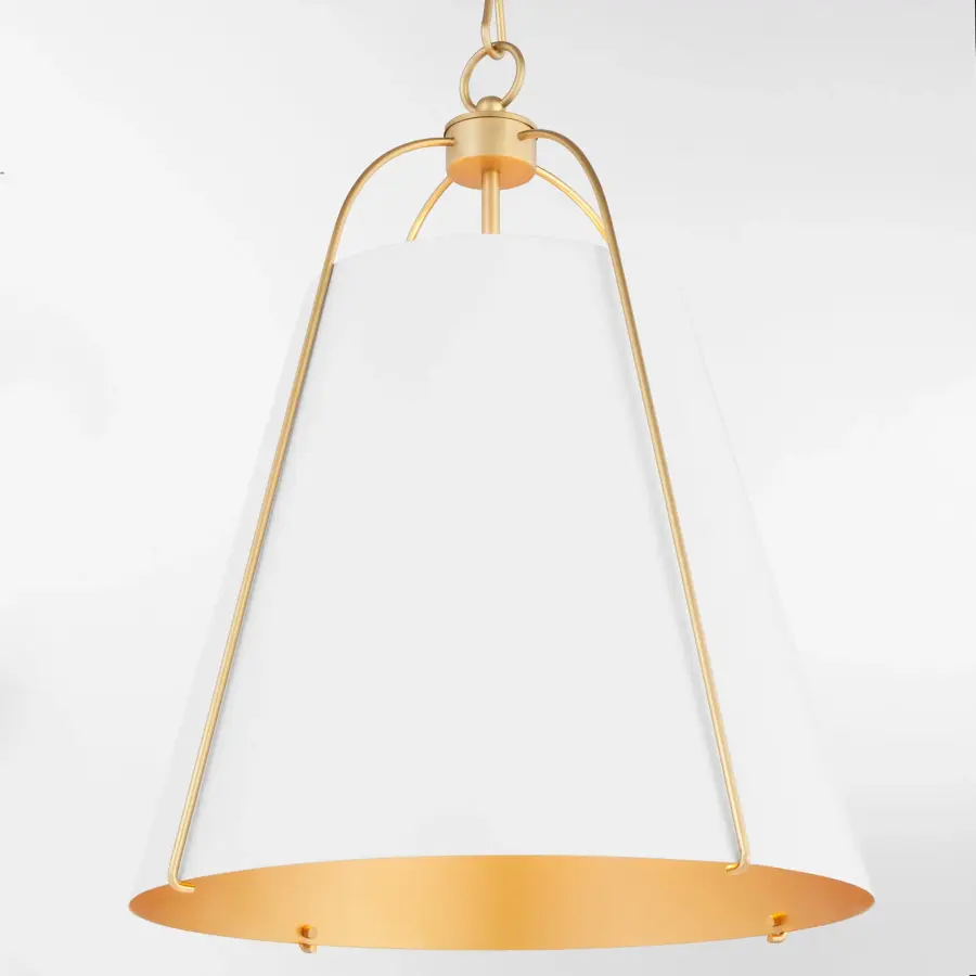 Ellen 18" 3-Light Pendant in Studio White & Aged Brass - Image 4