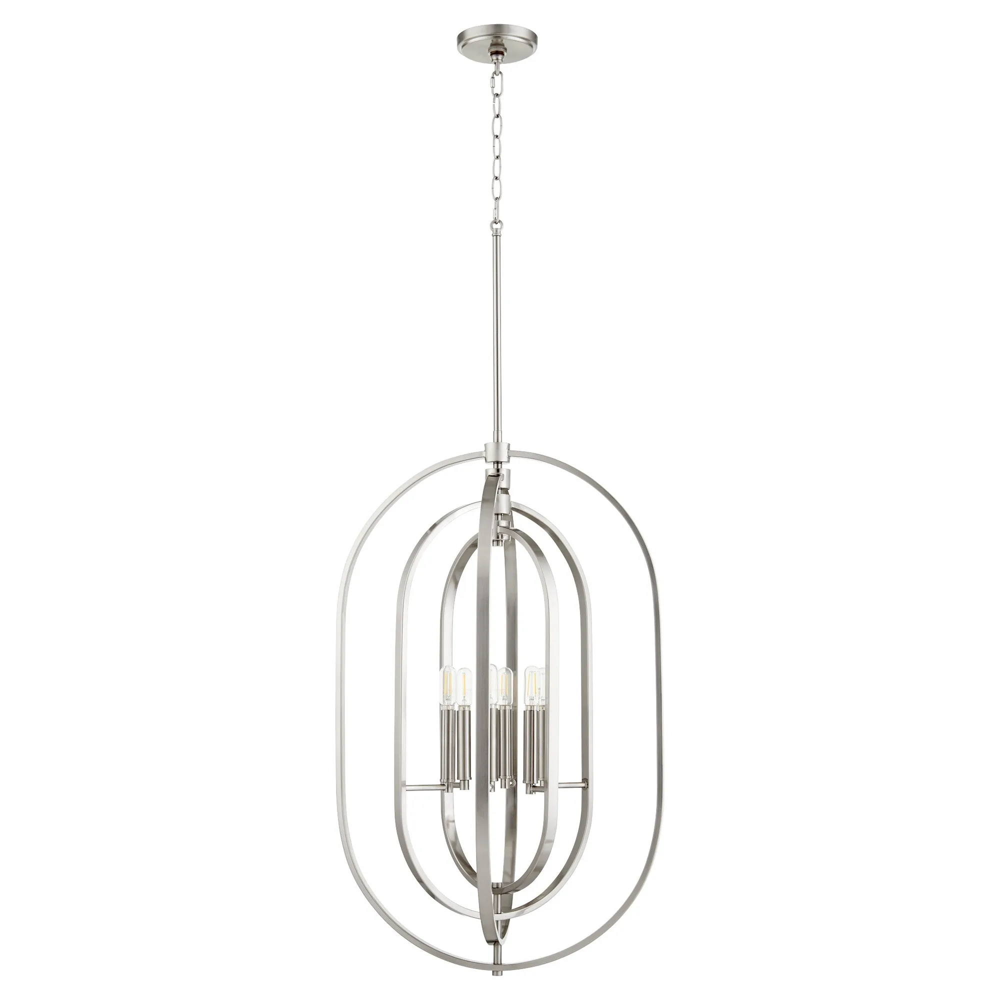OVAL 6 Light Pendant - Satin Nickel