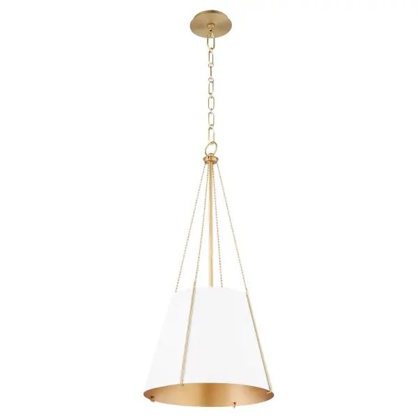 Denise 15" Pendant Light in Studio White & Aged Brass - Image 1
