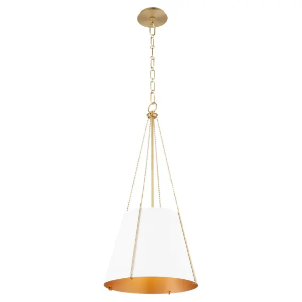 Denise 15" Pendant Light in Studio White & Aged Brass - Image 2