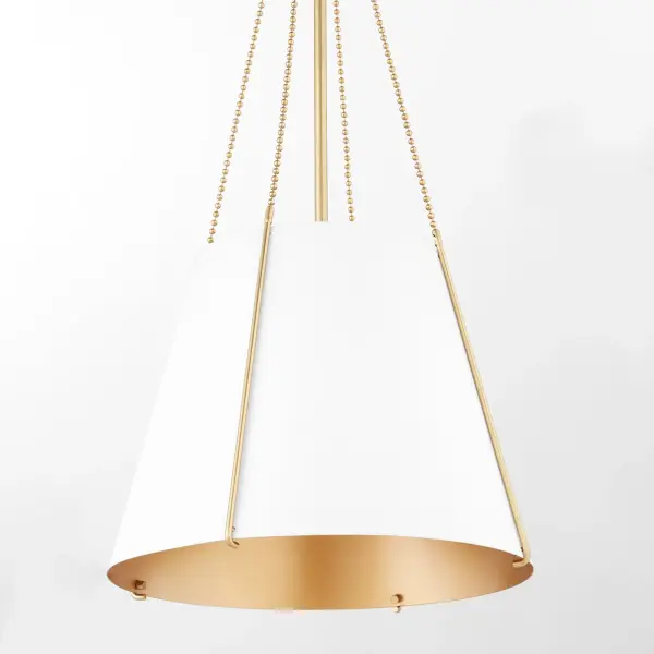 Denise 15" Pendant Light in Studio White & Aged Brass - Image 4