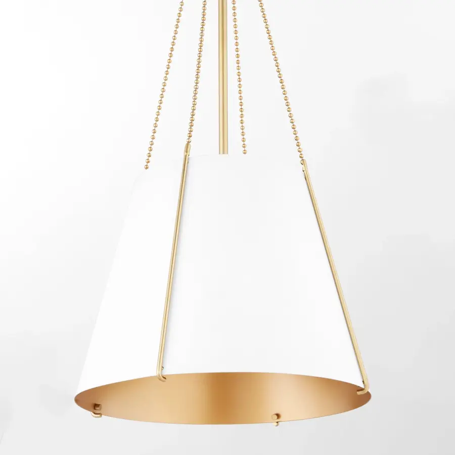 Denise 15" Pendant Light in Studio White & Aged Brass - Image 4