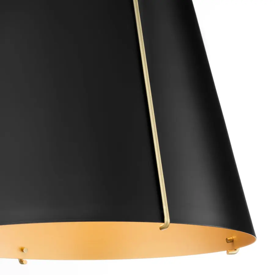 Denise 15" Single Light Pendant in Matte Black with Aged Brass - Image 3