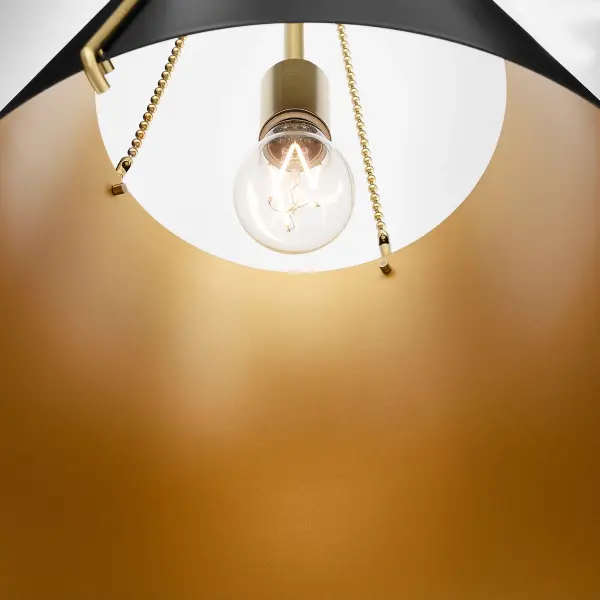 Denise 15" Single Light Pendant in Matte Black with Aged Brass - Image 4