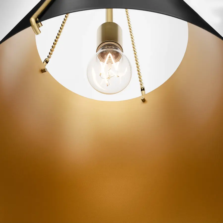 Denise 15" Single Light Pendant in Matte Black with Aged Brass - Image 4