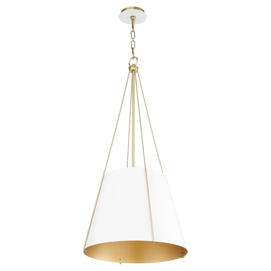 Denise 18" 3-Light Pendant in Studio White & Aged Brass - Image 1