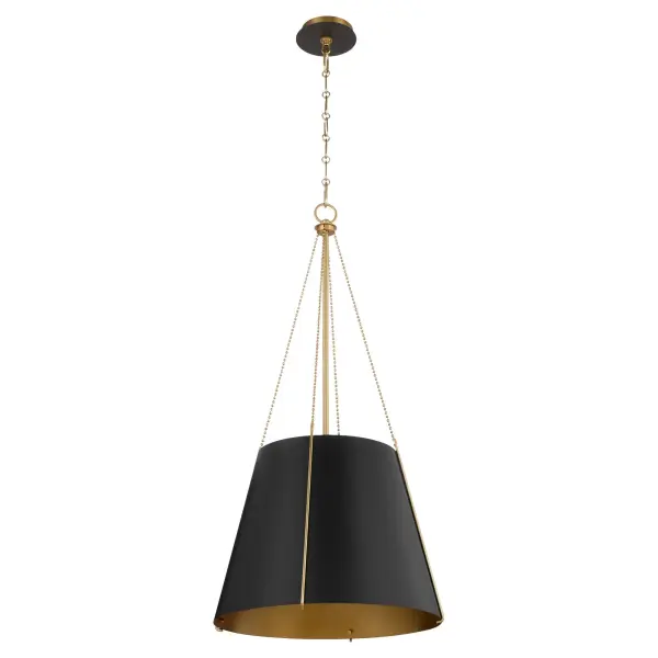 Denise 18" 3-Light Pendant in Matte Black with Aged Brass - Image 1