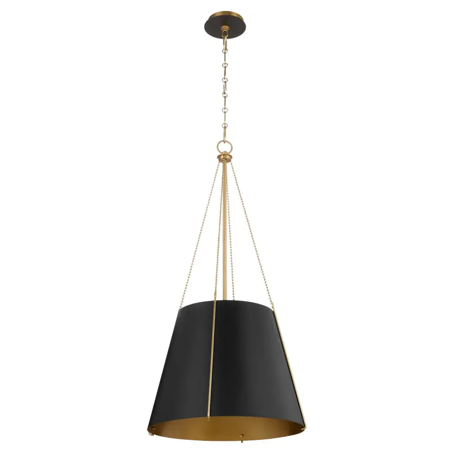 Denise 18" 3-Light Pendant in Matte Black with Aged Brass - Image 1