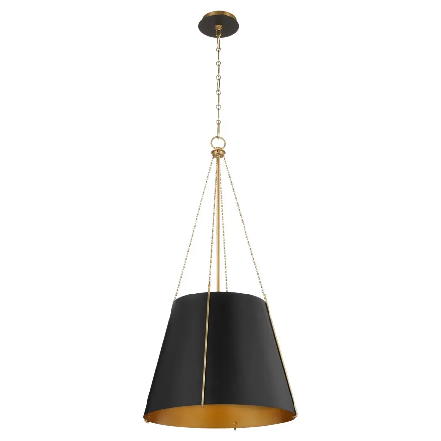Denise 18" 3-Light Pendant in Matte Black with Aged Brass - Image 2