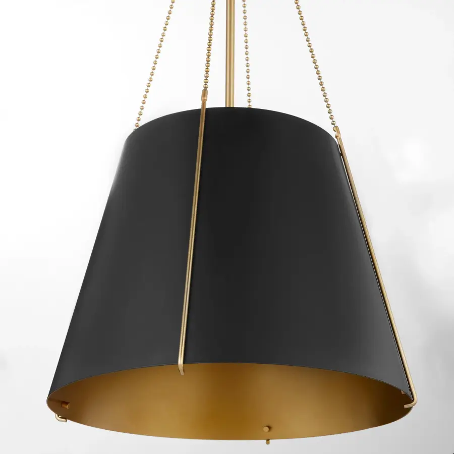 Denise 18" 3-Light Pendant in Matte Black with Aged Brass - Image 3