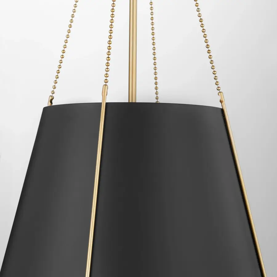 Denise 18" 3-Light Pendant in Matte Black with Aged Brass - Image 4