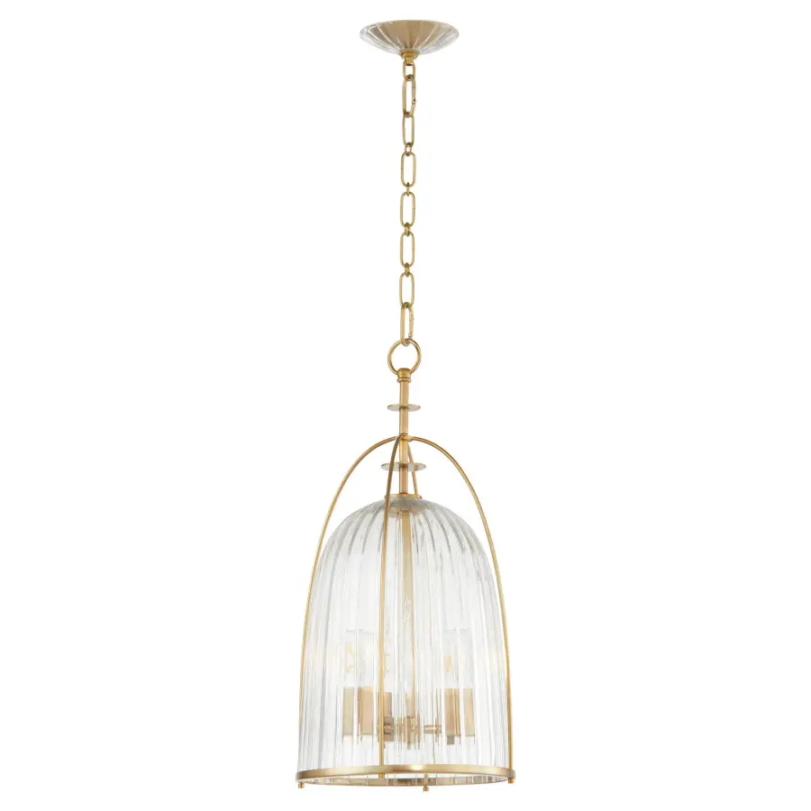 Alice 11" 3-Light Glass Pendant in Aged Brass - Image 1