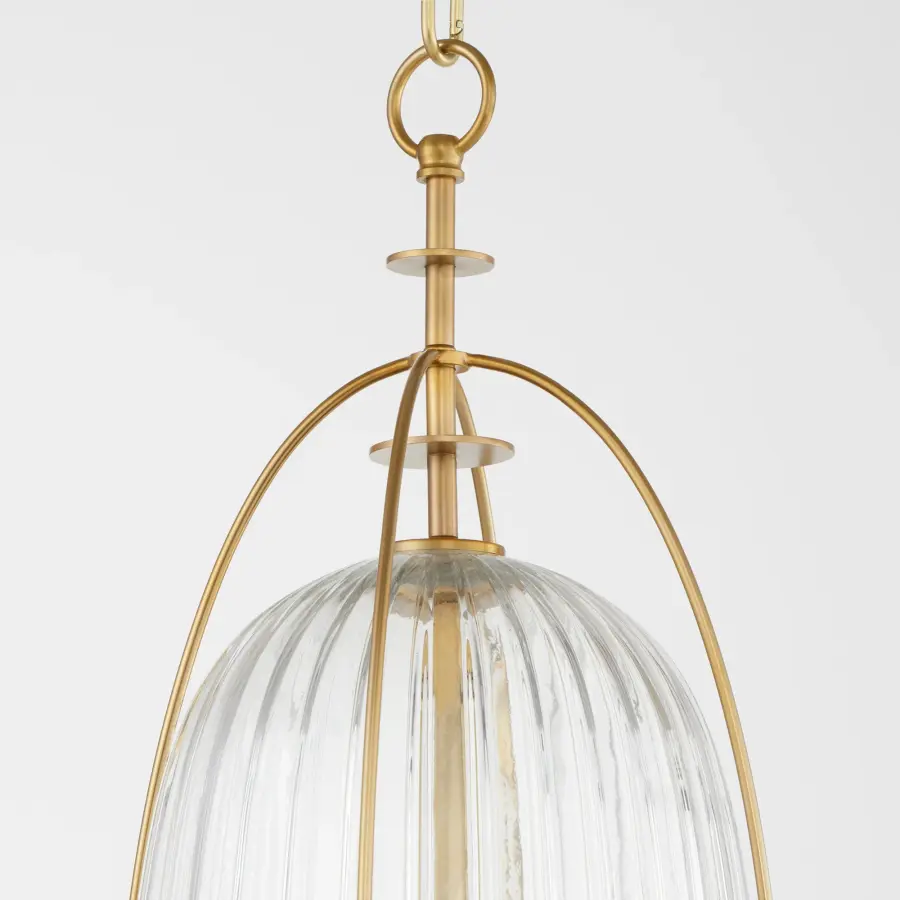 Alice 11" 3-Light Glass Pendant in Aged Brass - Image 3