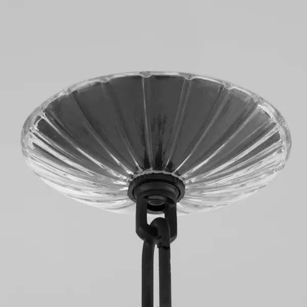 Elegant Fluted Glass Pendant with Industrial Cage Detail - Image 4