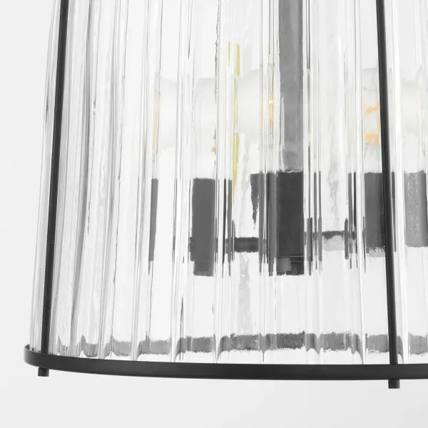 Elegant Fluted Glass Pendant with Industrial Cage Detail - Image 5