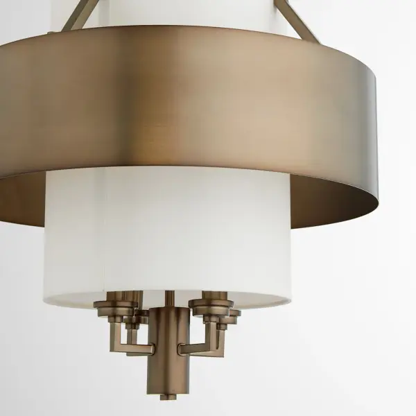 4 Light Dark Brass Pendant with Cream Linen Shade - Image 3