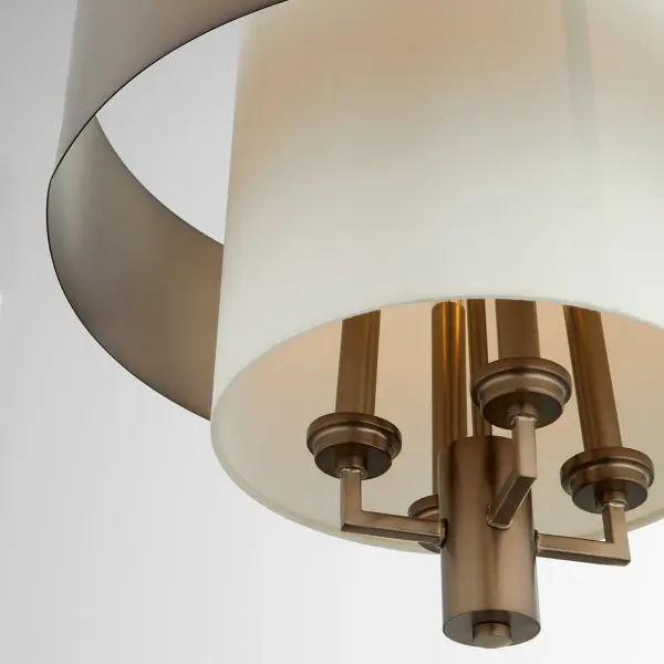4 Light Dark Brass Pendant with Cream Linen Shade - Image 4