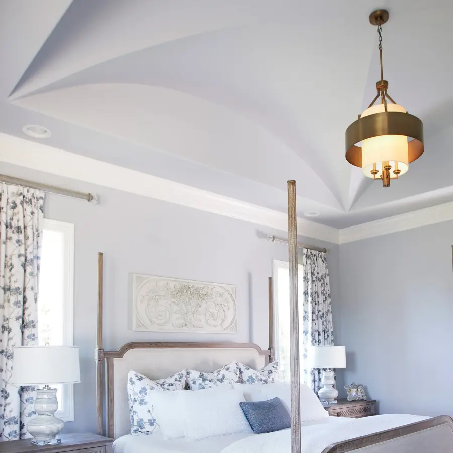 4 Light Dark Brass Pendant with Cream Linen Shade - Image 7