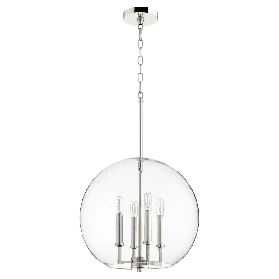 Polished Nickel Transitional Globe Pendant