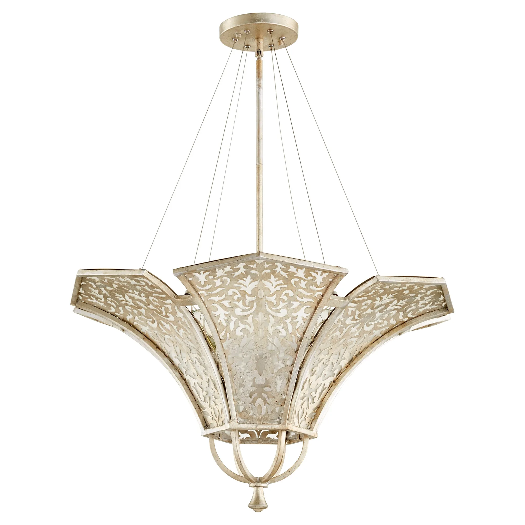 BASTILLE 4 Light Pendant - Aged Silver Leaf