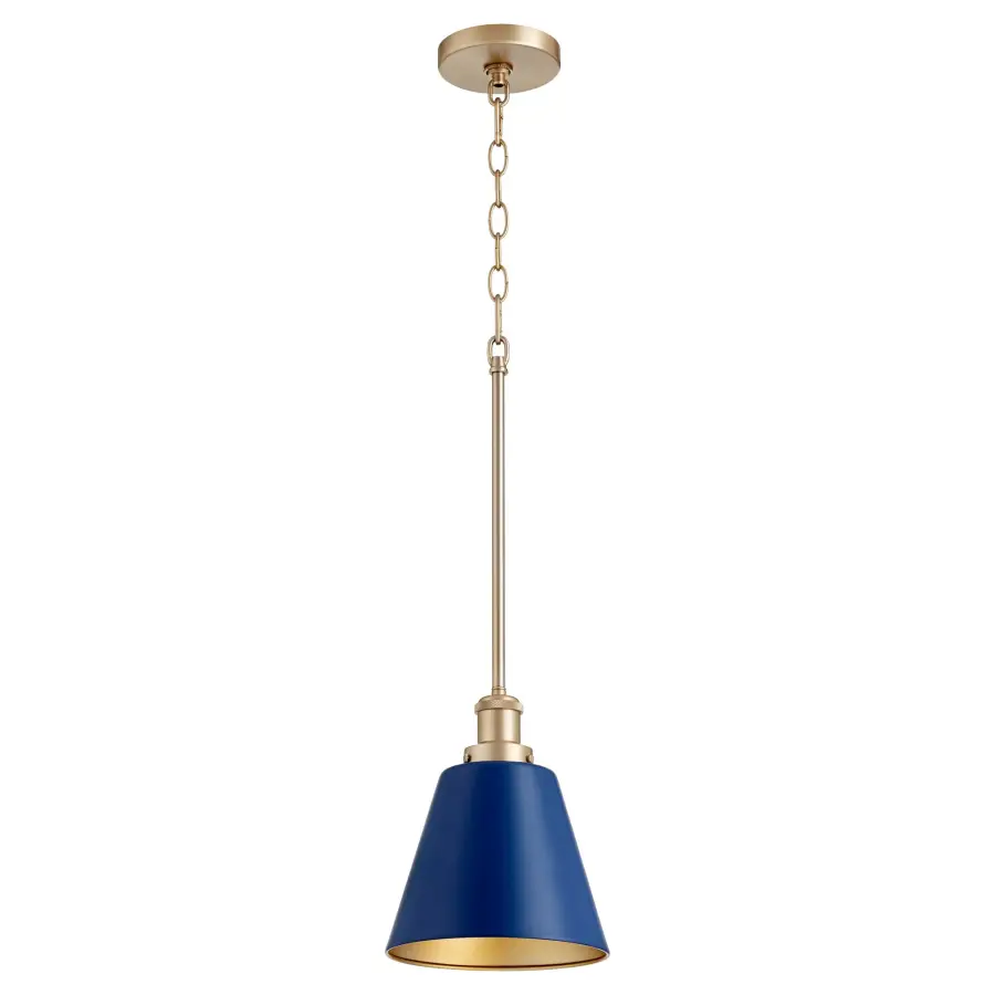 Aged Brass and Blue Transitional Pendant