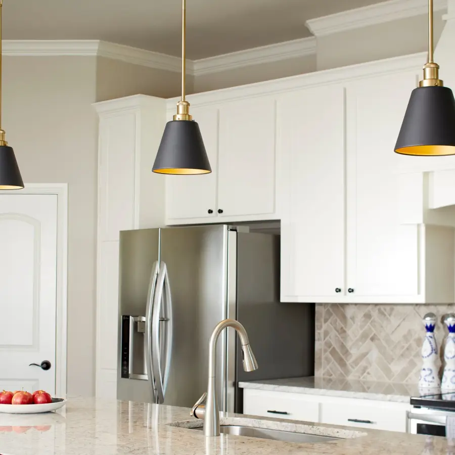 Black and Aged Brass Transitional Pendant - Image 3