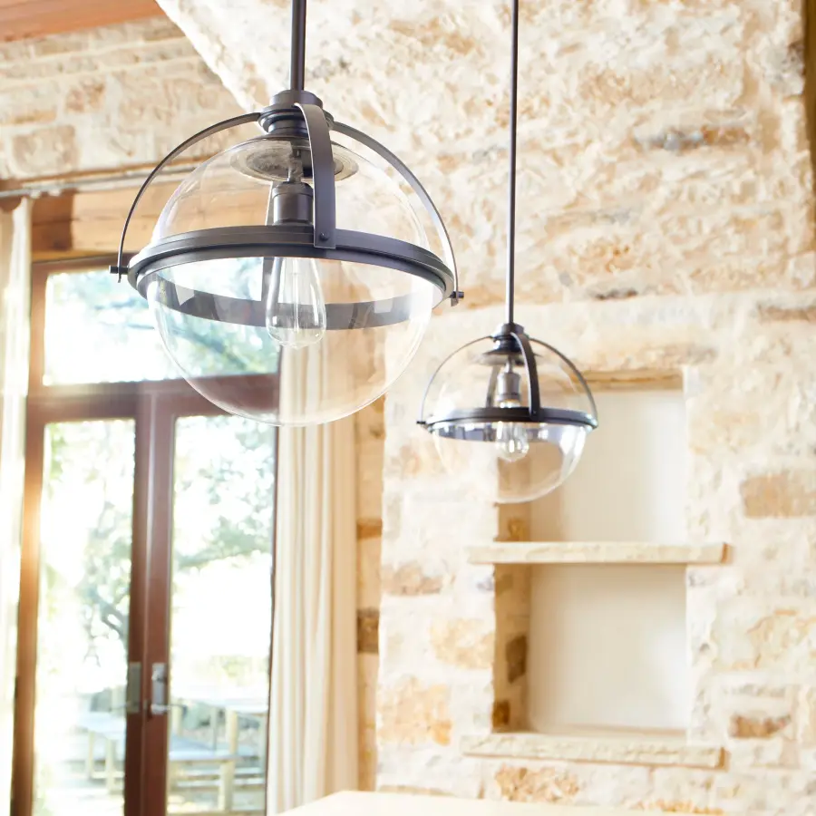 Satin Nickel Transitional Globe Pendant - Image 3