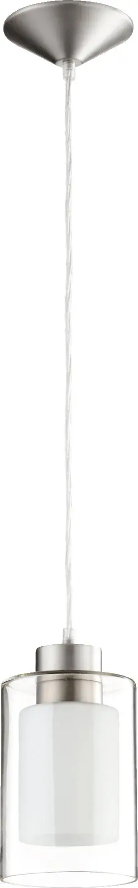 Satin Nickel Clear and White Transitional Mini Pendant