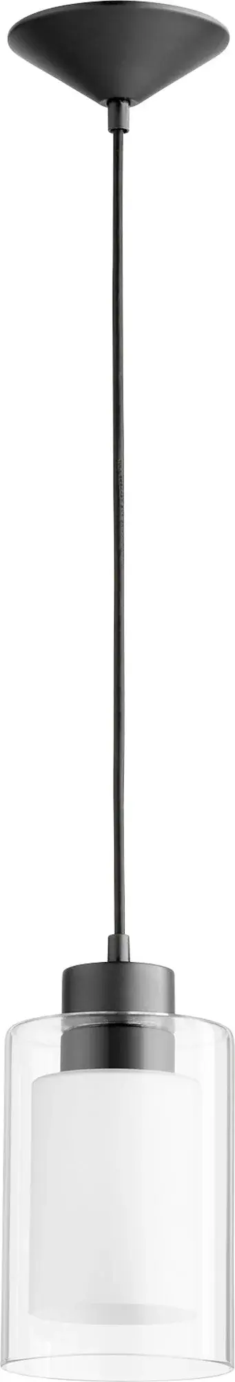 This sophisticated mini pendant features dual-layer glass construction with a white inner diffuser creating soft, ambient illumination through a clear outer shell. Perfect for modern and transitional spaces requiring refined accent lighting.