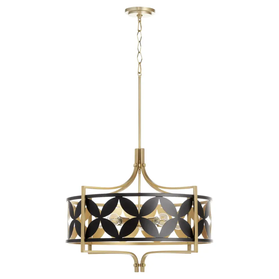 Mariposa 5-Light Pendant in Aged Brass - Image 1