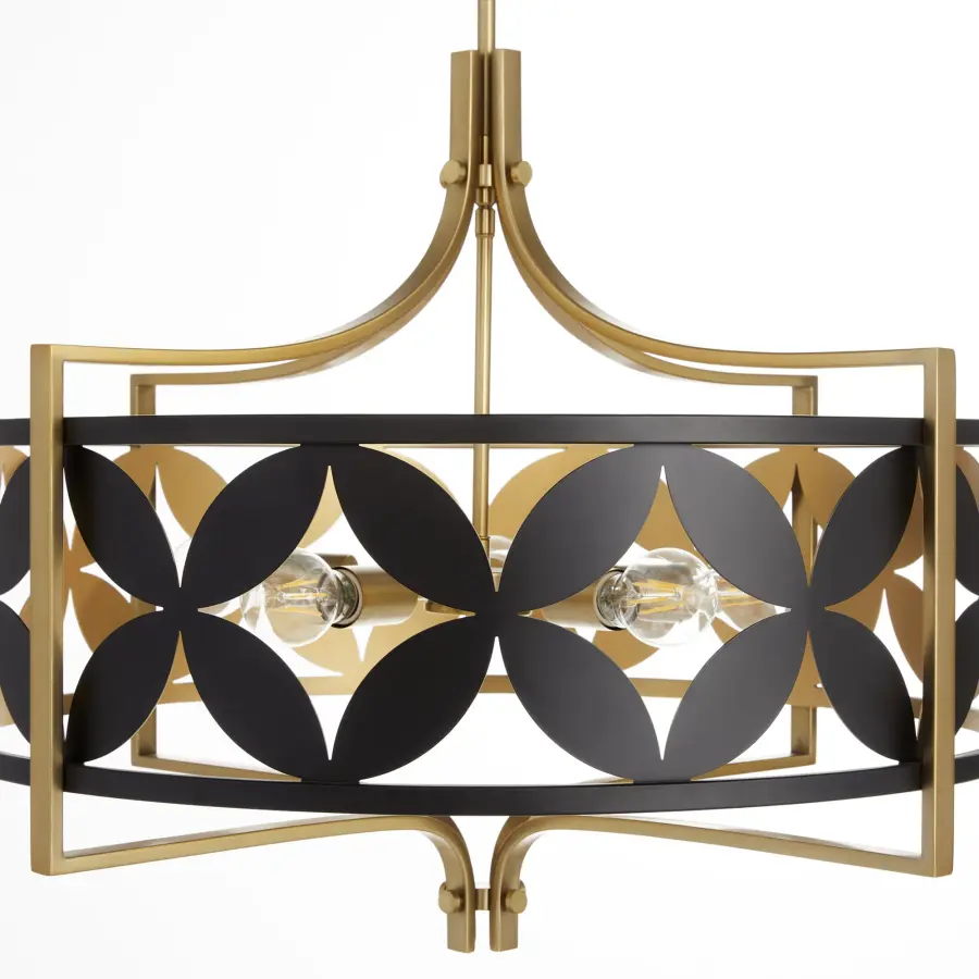Mariposa 5-Light Pendant in Aged Brass - Image 4