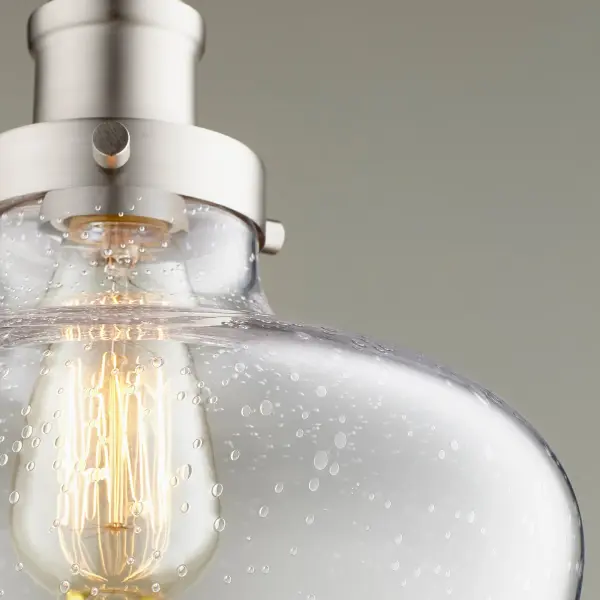Satin Nickel Transitional Pendant with Clear Seeded Glass - Image 2